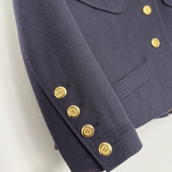 Vintage Chanel Boutique Blazer Jacket 1989/1990 Navy Gold Buttons 42 FR (US 10) - Picture 10 of 16